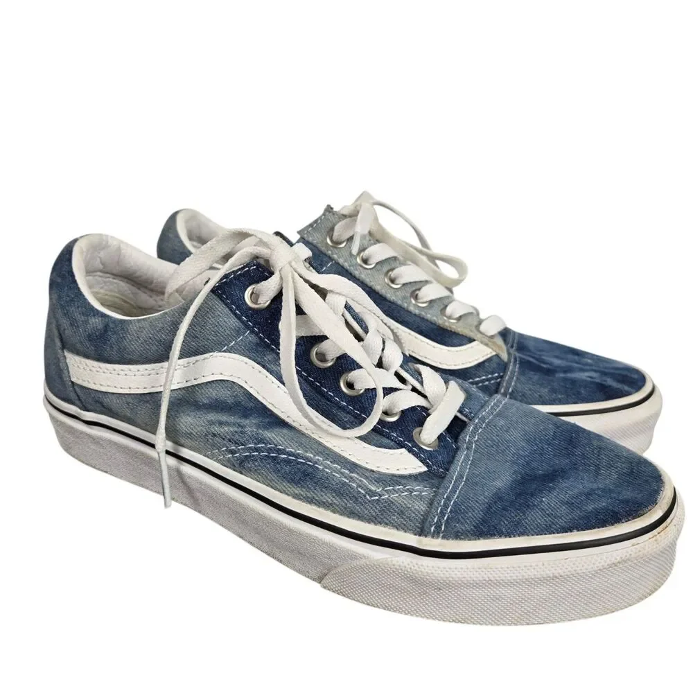 Vans Old Skool Acid Denim Skate Shoes Sneakers W 7.5 M 6 Blue White